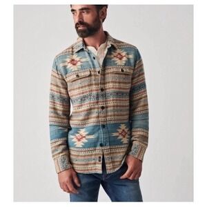 Faherty x Doug Good Feather Organic Cotton Overshirt Size M Men's Aztec Western